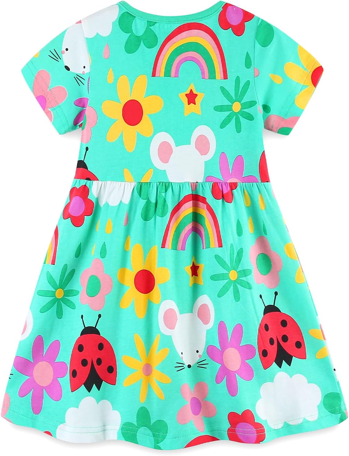 Bumeex Toddler Girls Summer Dress Clothes Cotton Casual Cartoon Print Short Sleeve Dresses Girls Sundress 1-7 Years - Image 2