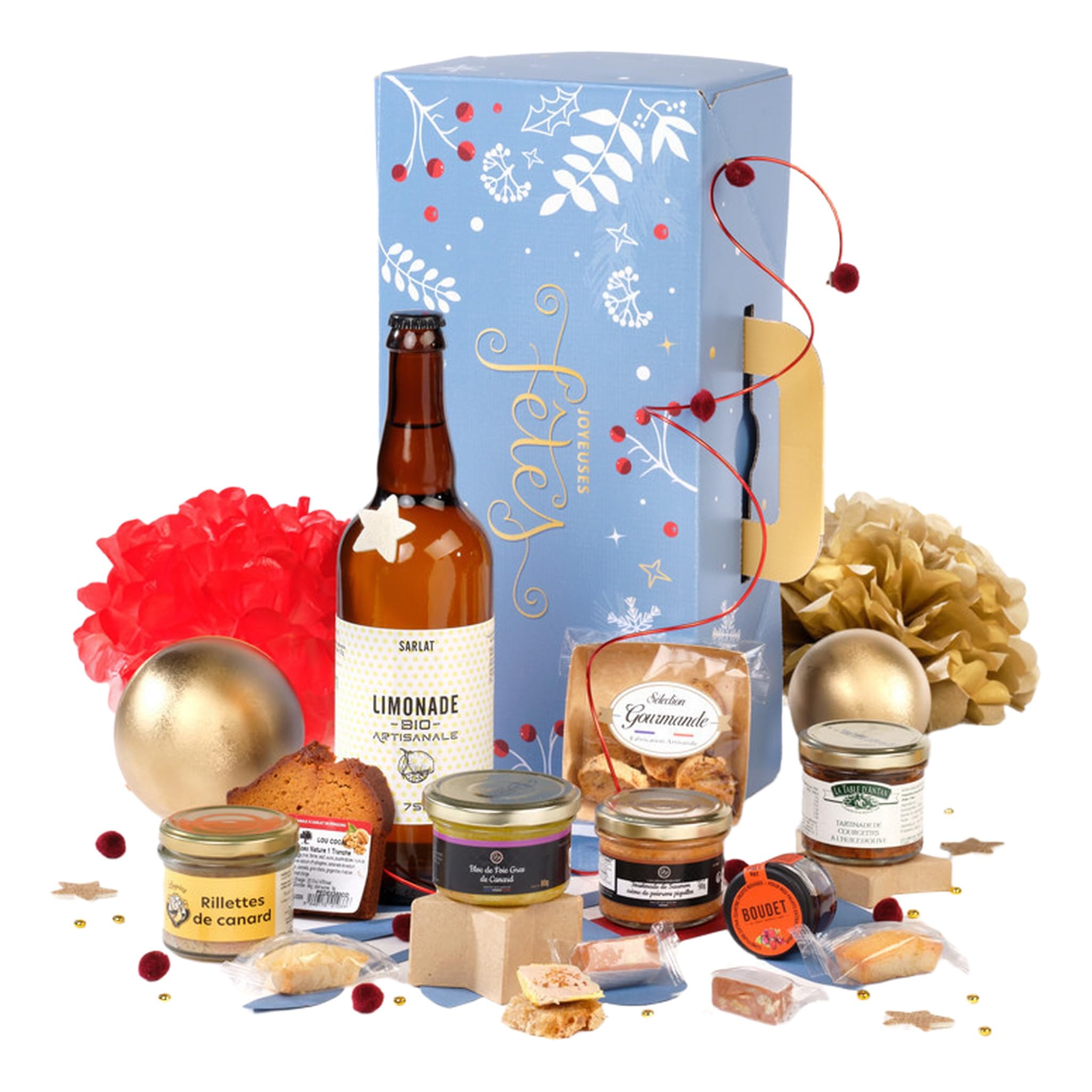 Cellier du Périgord Panier Gourmand L'Instant Gourmet | Coffret 10 spécialités sans alcool du Périgord : foie gras de canard, toastinades, douceurs et pur jus de pomme