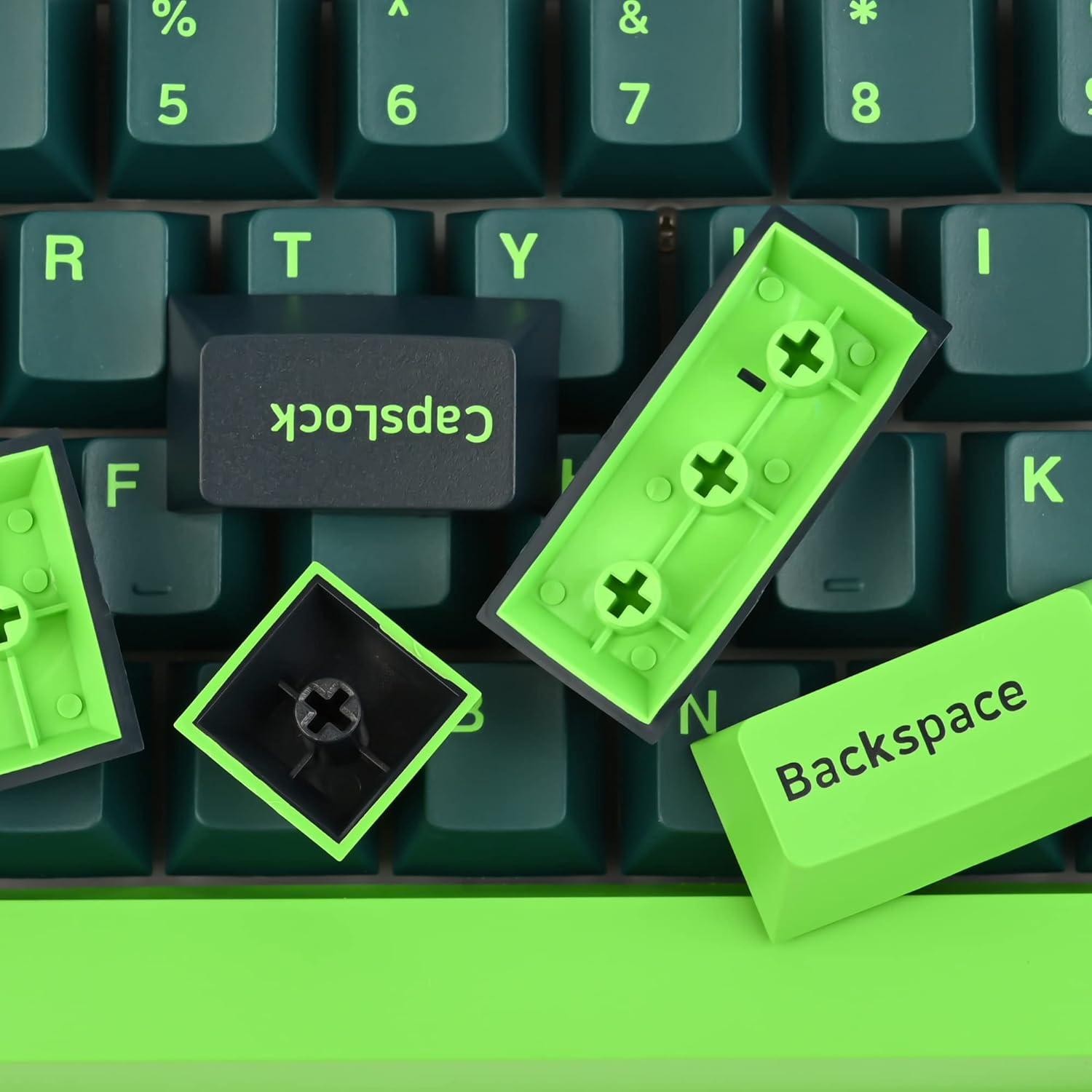 GTSP 166 Double Shot PBT Keycaps Keys Cherry Profile Night Runner for Cherry MX Switch Keyboards Mechanical(Sound Wave)