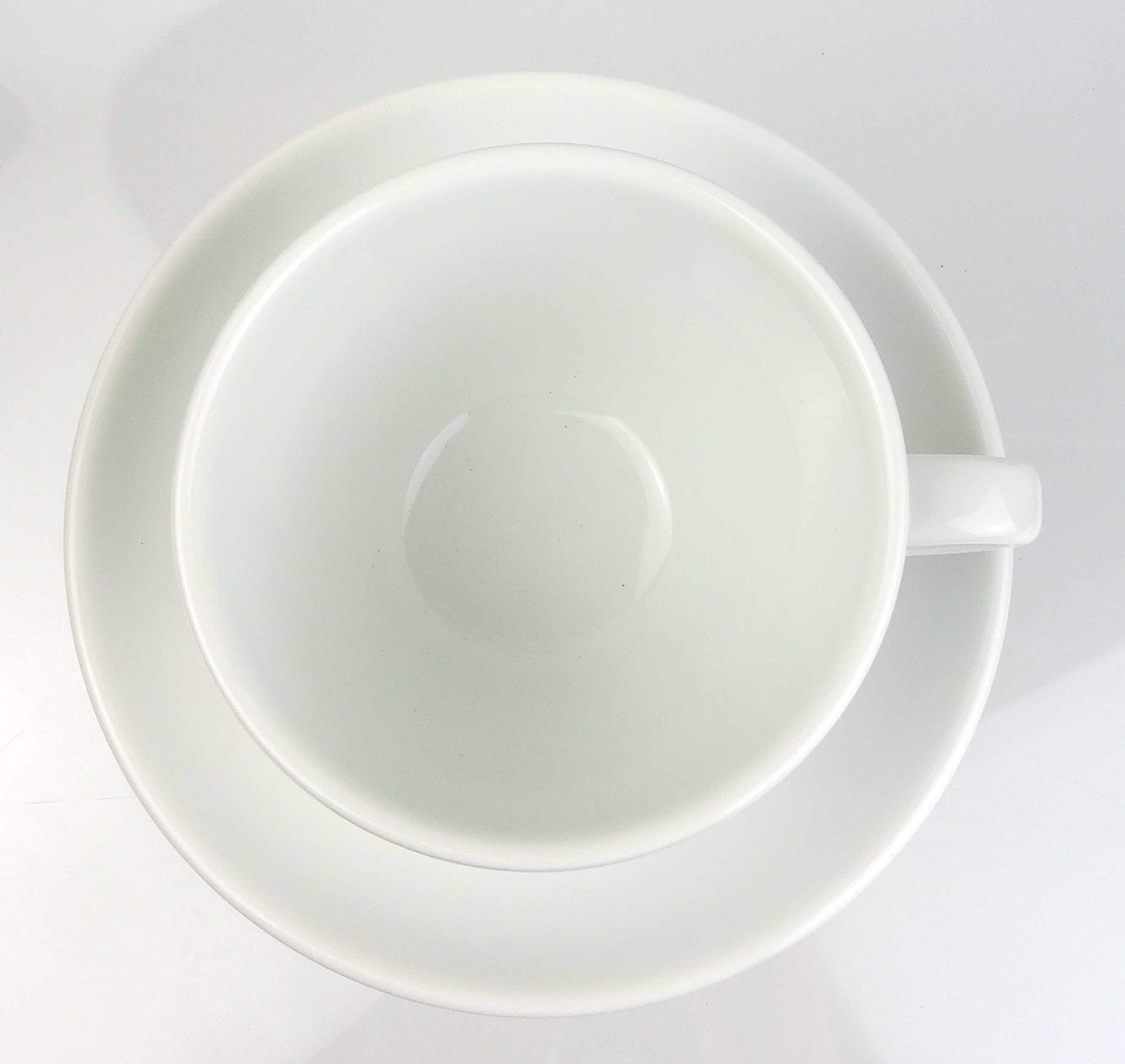 Italienische Cappuccinotasse | »Torino« | groß | Füllmenge (bis zur Oberkante): 200 ml | weiß | handgemacht | 6 Tassen & 6 Untertassen | Made in Italy