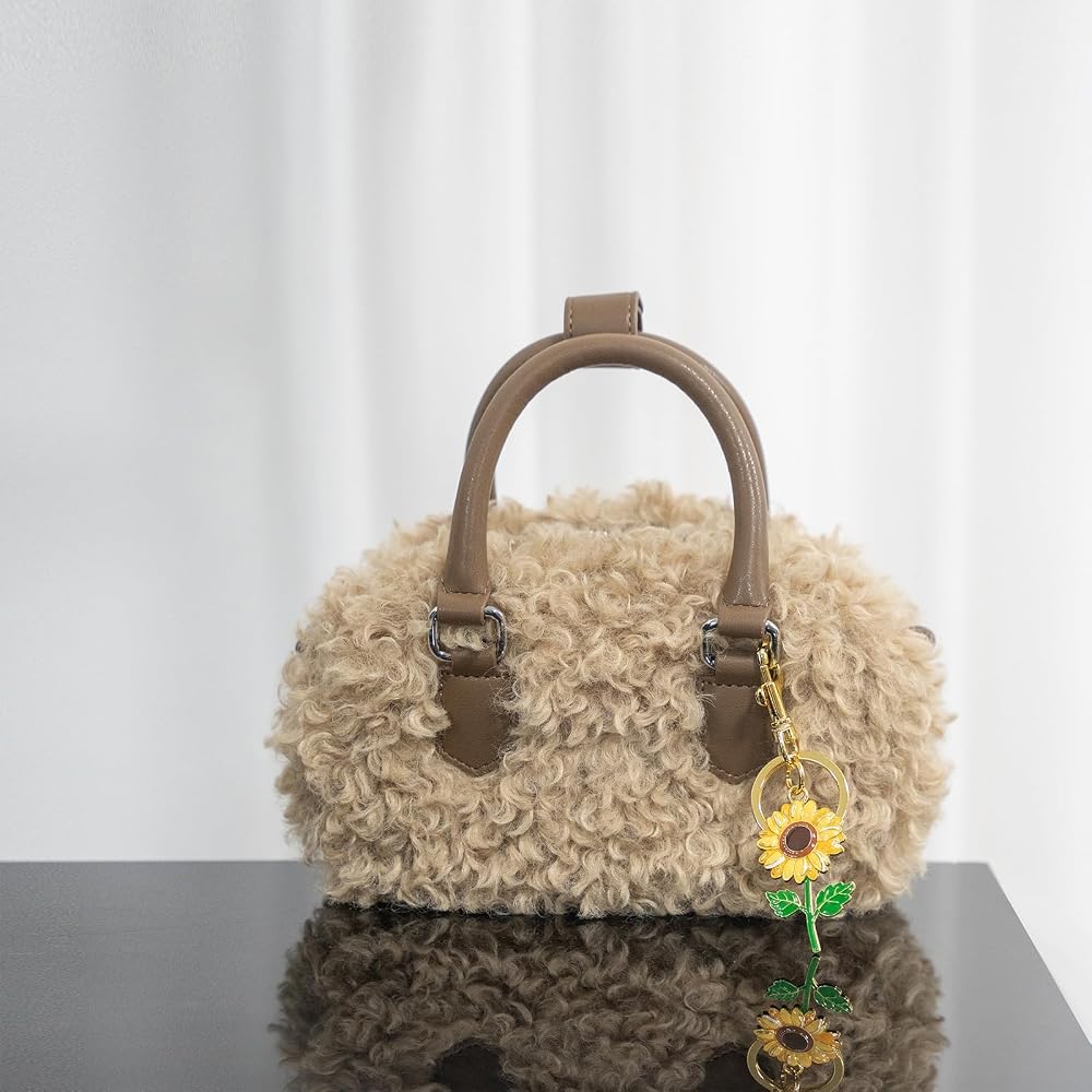 Portachiavi Bohémien Con Girasole In Pelle: Accessorio Floreale Per Borse E Chiavi, Regalo Donna