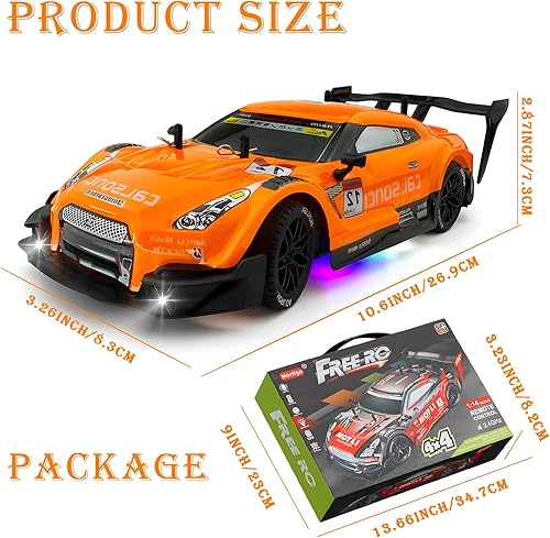 Miniatura 5 de 116 Spray RC Drift Car para niños 4WD 2.4GHz 40KMH Auto de control remoto de alta velocidad con luces LED neumáticos de deriva y 2 baterías, juguete