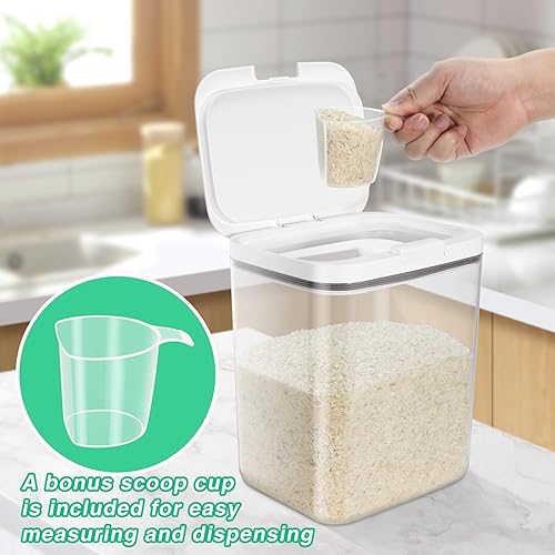 Miniatura 7 de TBMAXS Contenedor de almacenamiento de arroz, 5.8 cuartos de galón, contenedor de plástico transparente de 11 libras con tapa desplegable para