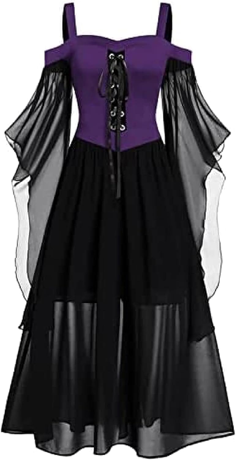 Mittelalter Kleid Damen Mit Trompetenärmeln - Renaissance Kostüm Für Halloween & Karneval