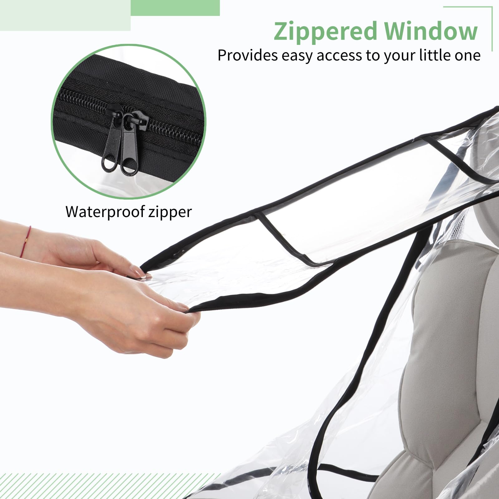 Universal Rain Cover for Pushchair,Waterproof Rain Cover for Pram,EVA Stroller Protector Cover Zipper Window Transparent Travel Weather Shield for Blocks Rain Snow & Wind - Image 4