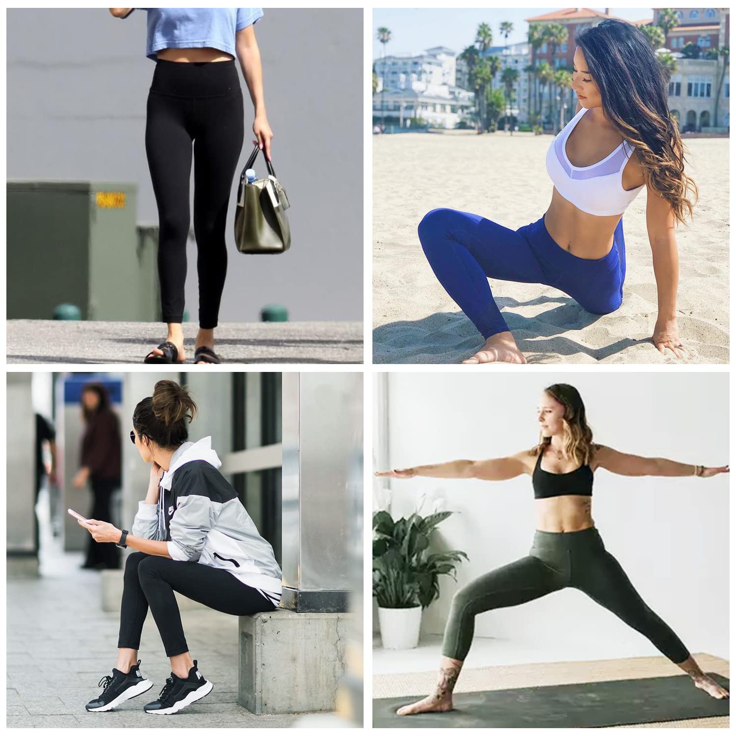 HIGHDAYS Legginsy dla kobiet - legginsy treningowe z wysokim stanem, nieprzezroczyste, cienkie, miękkie spodnie do jazdy na rowerze, jogi, biegania, Czarny/czarny/szary, L