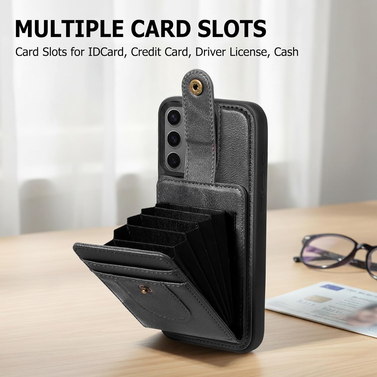 Compatible with Magsafe 3 in 1 Detachable Samsung Galaxy S25 Plus/S24 Plus Wallet Case with Card Holder, PU Leather Phone Purse with Zipper, RFID Blocking Strap Lanyard Kickstand Magnetic Phone Cover