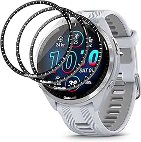 Murmure [Pacote com 3 protetores de tela para Garmin Forerunner 965, película protetora de tela macia HD transparente 3D curvada, antiarranhões, [cobertura total] sensível ao toque