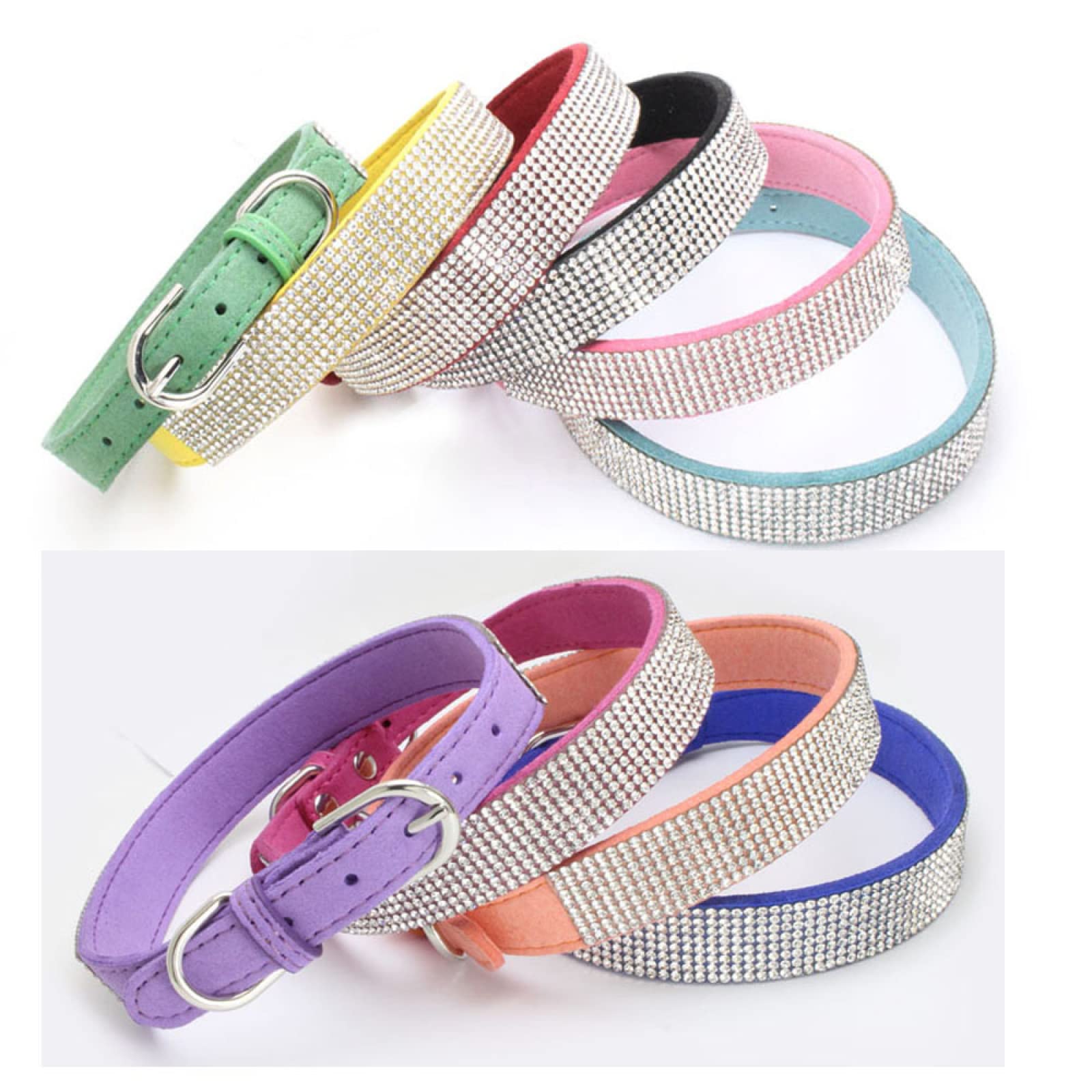 Glitzer-Halsband Für Hunde – Verstellbar (44–52 Cm), Mit Strass, Mikrofaser, Größe L In Rosa