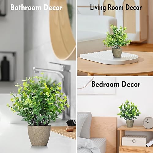 Miniatura 4 de Paquete de 4 plantas falsas de cerámica, mini plantas artificiales en maceta para decoración del hogar, oficina, decoración de habitación,