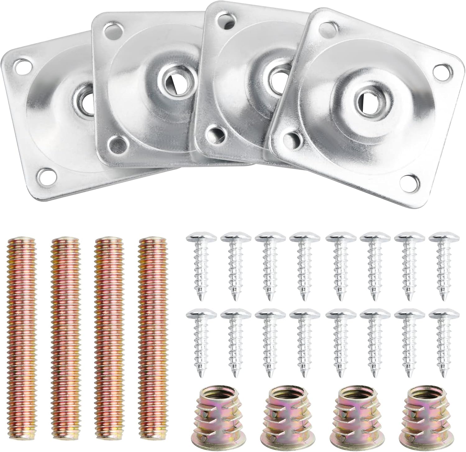 Adjustable Legs4 Sets Metal Leg Mounting Plates, Furniture Legs Attachment