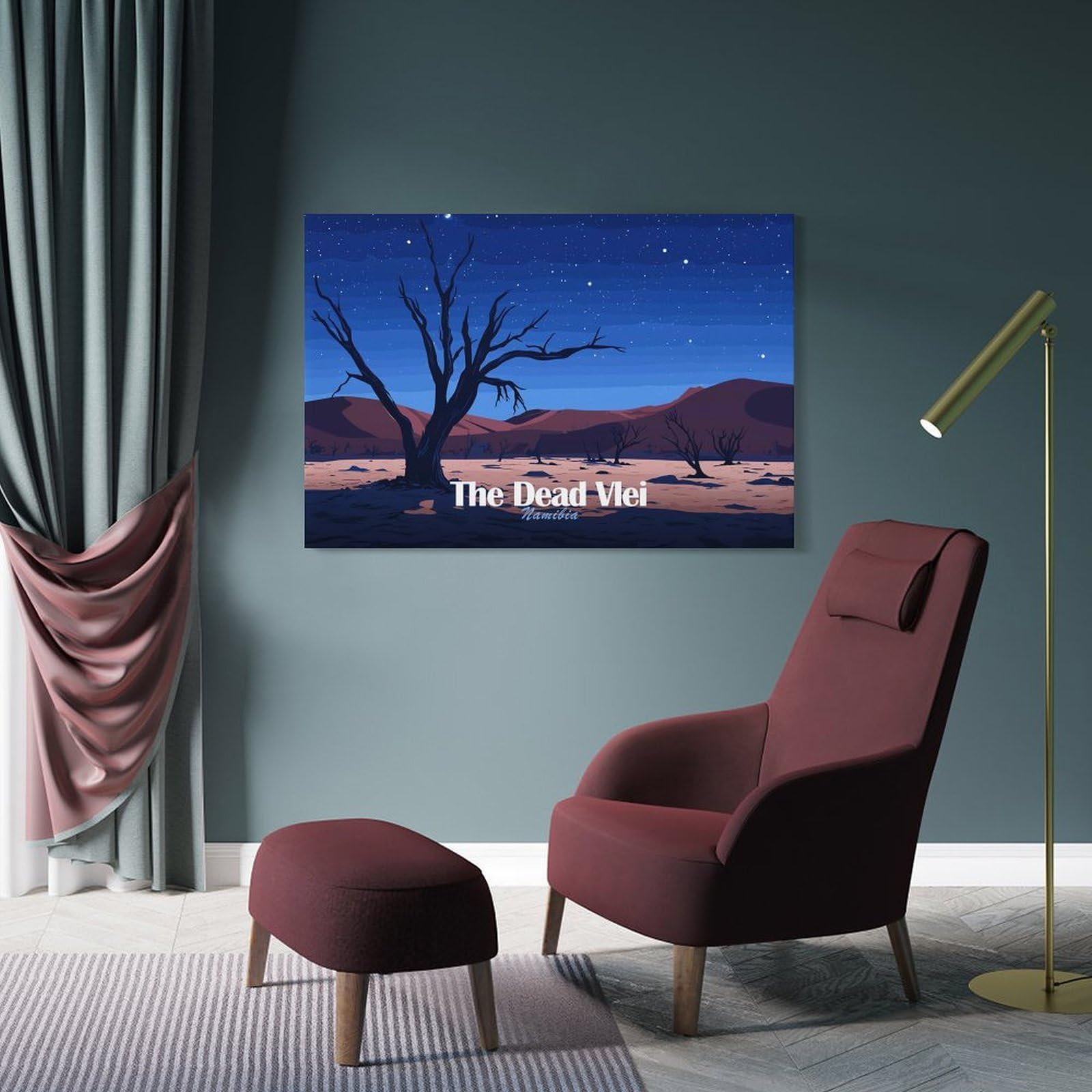 Junmoney Frame-Style-21-1 Canvas Wall Art The Dead Vlei, Namibia At Night, 20X30inch(50X75cm), For Lounge Decor, Bedroom Walls Or Flats, Eye Catching Artwork For Blank Walls