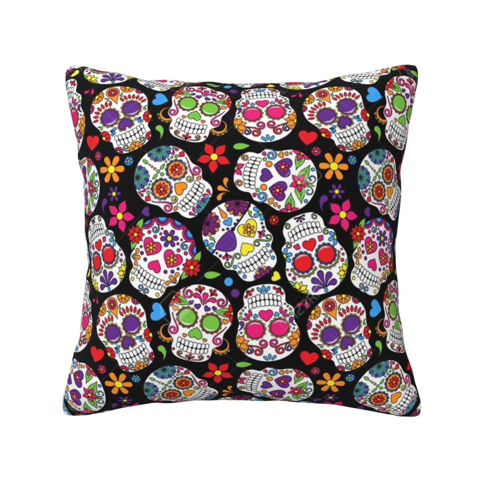 FFSHKOWE skulls Decorative Throw Pillow Cover Double-Sided Printed Cushion Cover for Sofa Couch Bed Chair 45 x 45cm
