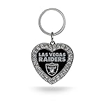 Las Vegas Raiders Rhinestone Heart Keychain MKH1760LV Las Vegas Raiders Rhinestone Heart Keychain