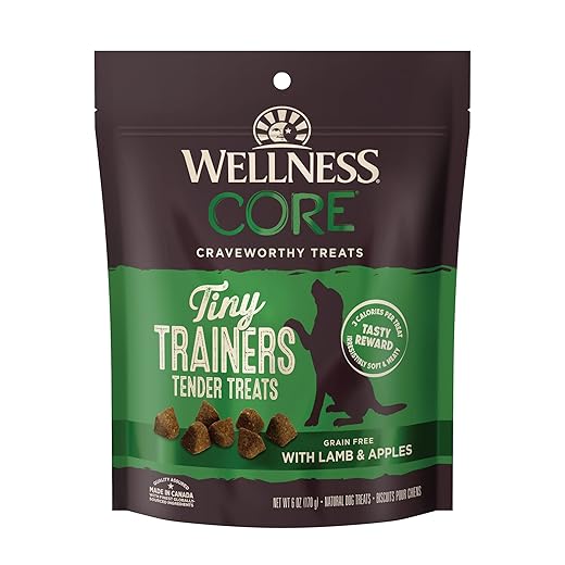 Wellness CORE Soft Tiny Trainers (Previously Petite Treats), Natural Grain-Free Dog Treats for Training, Made with Real Meat, No Artificial Flavors (Lamb & Apple, 6 Ounce Bag)