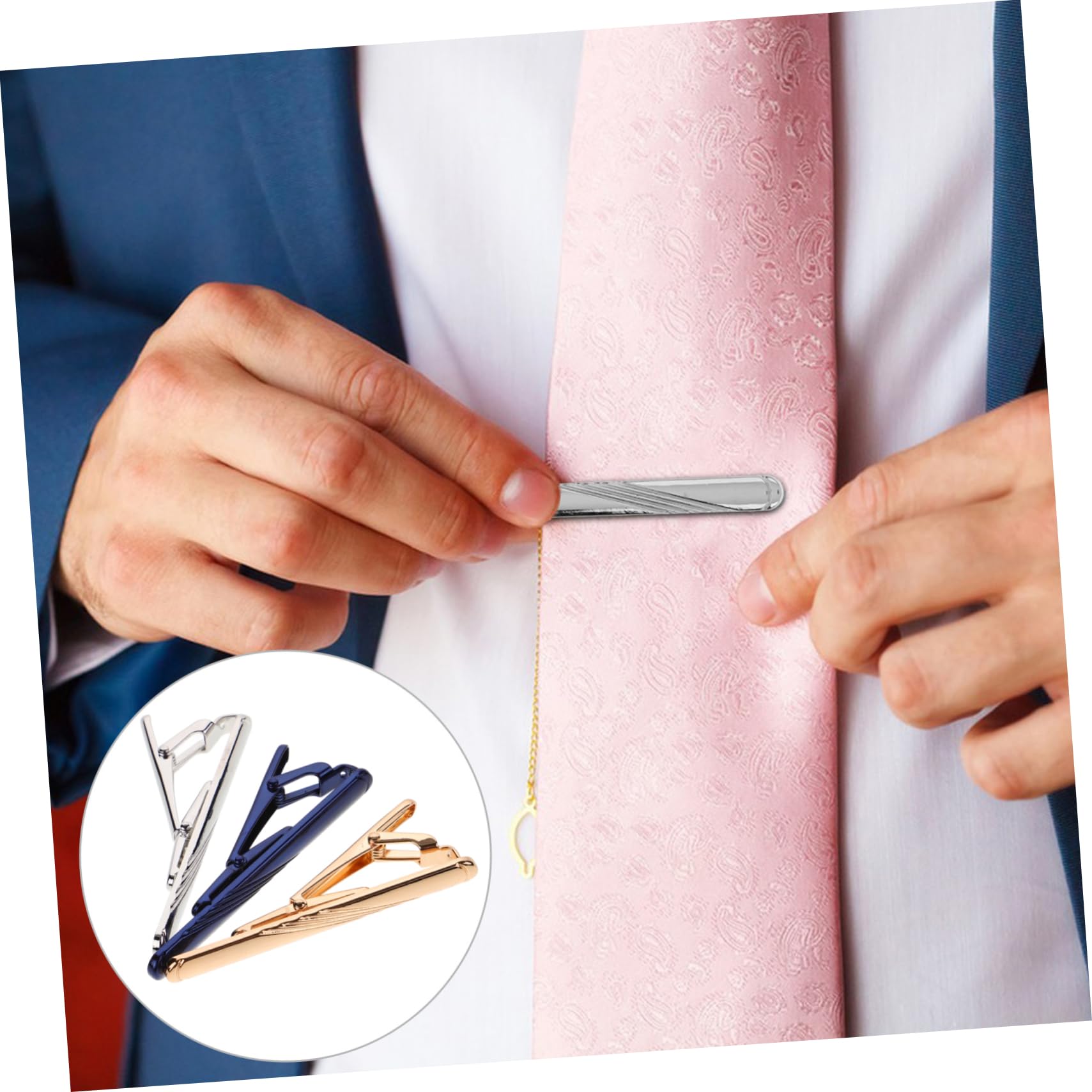GALPADA Pasador De Cuello A Rayas Azules Barra De Corbata Clip De Corbata Clips De Pajarita Pinzas De Corbata Bien Clips De Corbata Titular De Corbata Cobre
