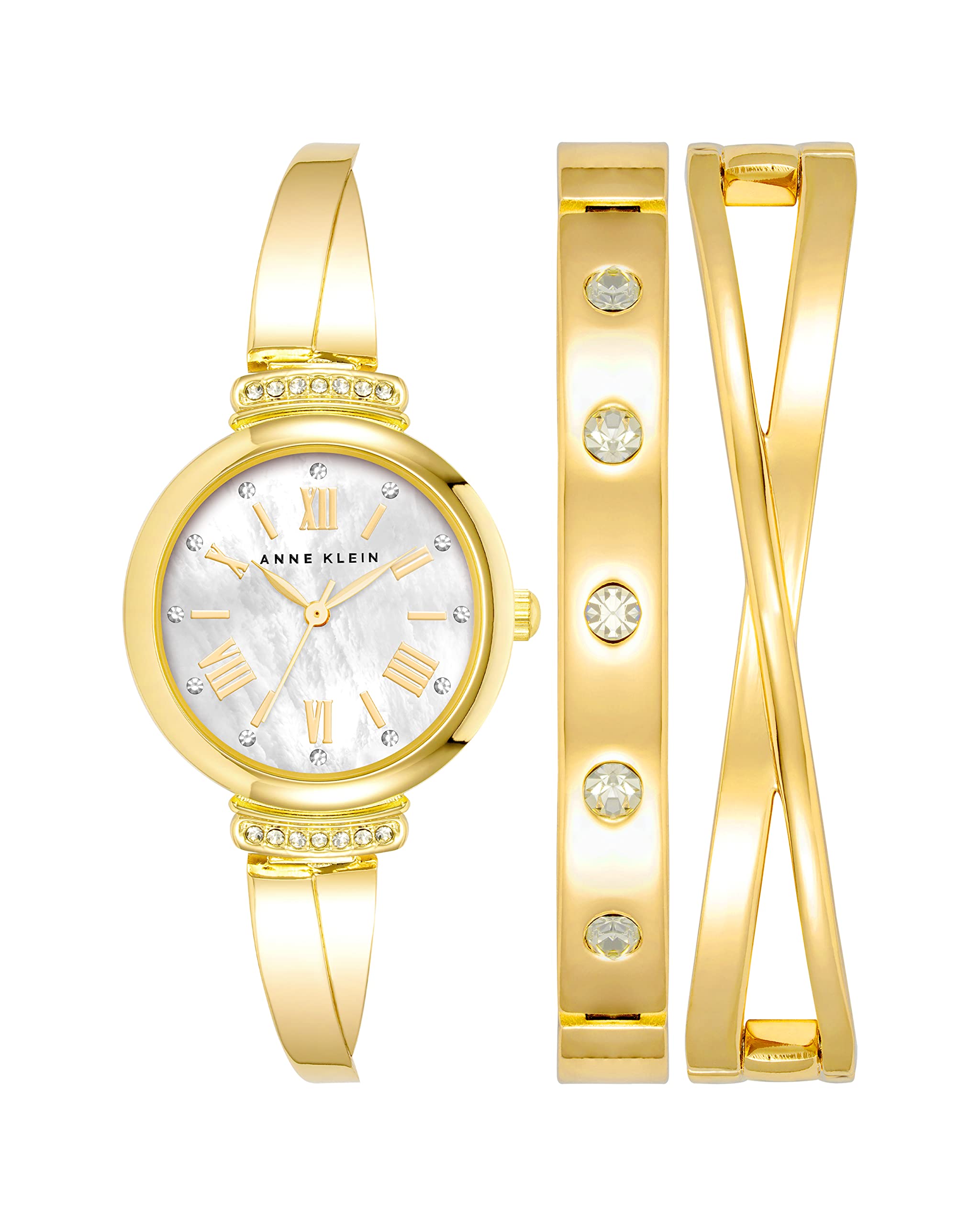 Anne Klein Women's Premium Crystal Accented Bangle Watch Set, AK/2245