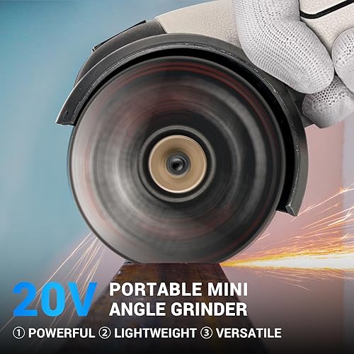 Miniatura 2 de Amoladora angular sin escobillas, mini amoladora angular inalámbrica cepillada con 2 discos de 5 cortes, batería de 16.8 V 2000 mAh, amoladora