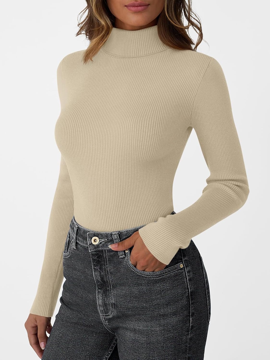 LILLUSORY Womens Turtleneck Ribbed Sweaters Pullover Tops Long Sleeve Winter Clothes 2025 - Image 4