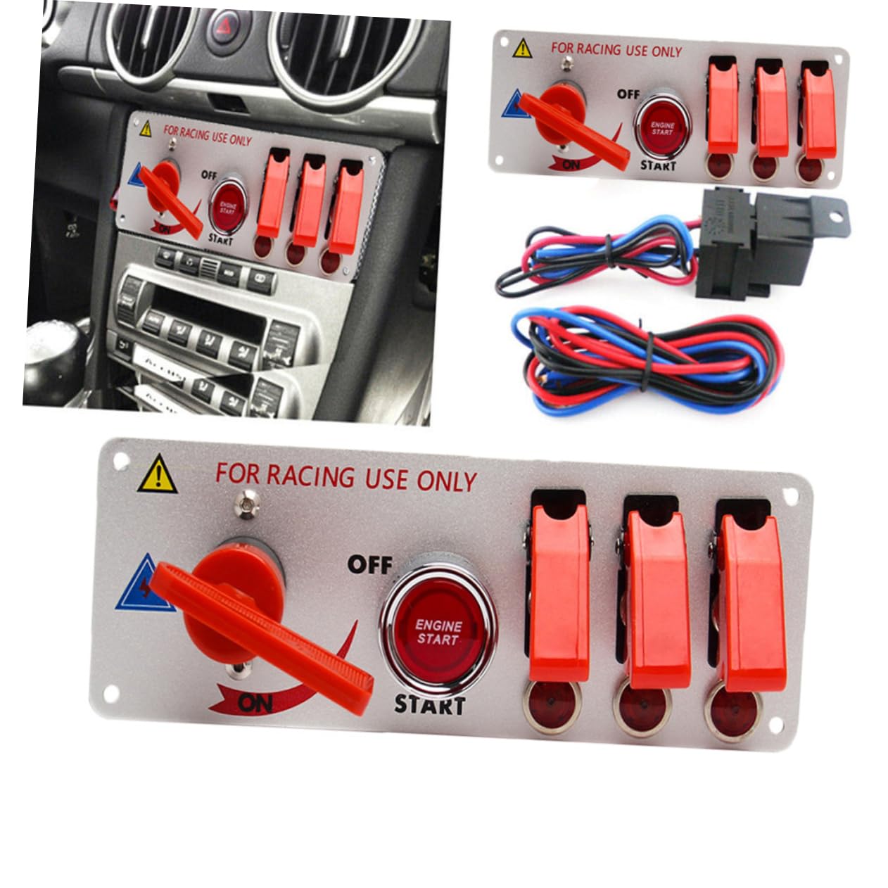 Gatuida Interruptor De Encendido Para Coche Botón De Arranque Del Panel De Motor Para Coche De Carreras Panel De Encendido y Arranque Del Motor