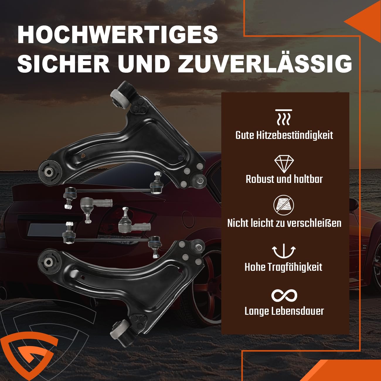 2x Querlenker mit Koppelstange + Spurstangenkopf Vorderachse Links Rechts Kompatibel mit Opel Combo, Corsa C X01, Tigra Twintop X04