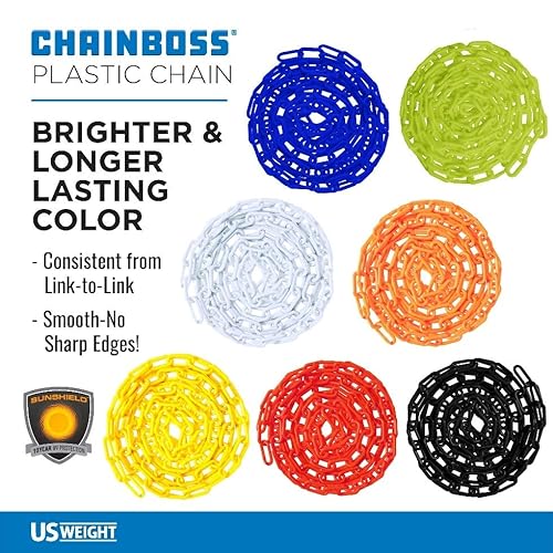 Us Weight U2350 Made In Usa) 2 Inch X 50' Black Plastic Safety Chain Ft. Sunshield Uv Resistant Technology thumb #3