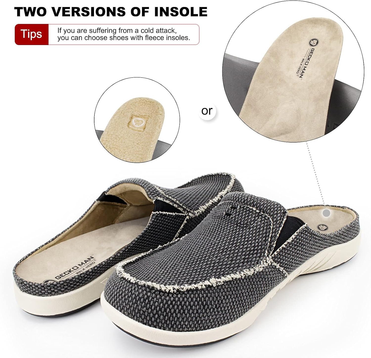 Mens Slippers with Arch Support, Canvas House Slipper for Men with Velvet Lining, Slip On Clog, Indoor Outdoor House Shoes with Anti-Skid Rubber Sole - Image 8