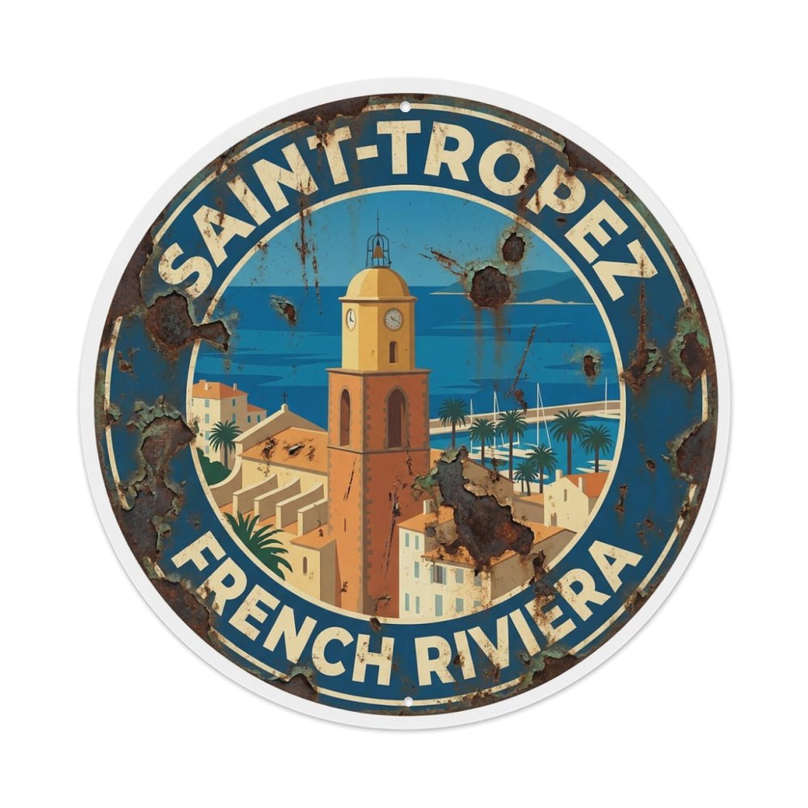 Tgrcjimh Style Metal Tin Sign Vintage Travel Saint-Tropez France Souvenir