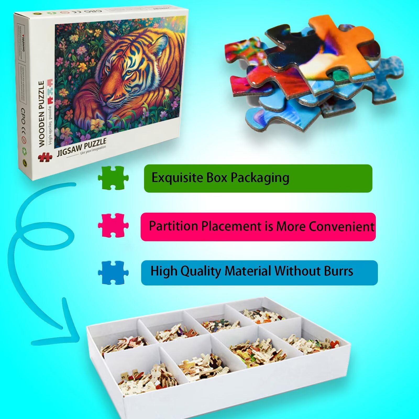 Puzzle 2000 Teile Tier, Holzpuzzle Erwachsene, Klassisches Lernspiel Puzzle Tiger, Groß Impossible Jigsaw Puzzles, Wunderschönes Deko Puzzes und Geschenke, Bastelset Erwachsene 99.5 X 70.5cm 8p-127