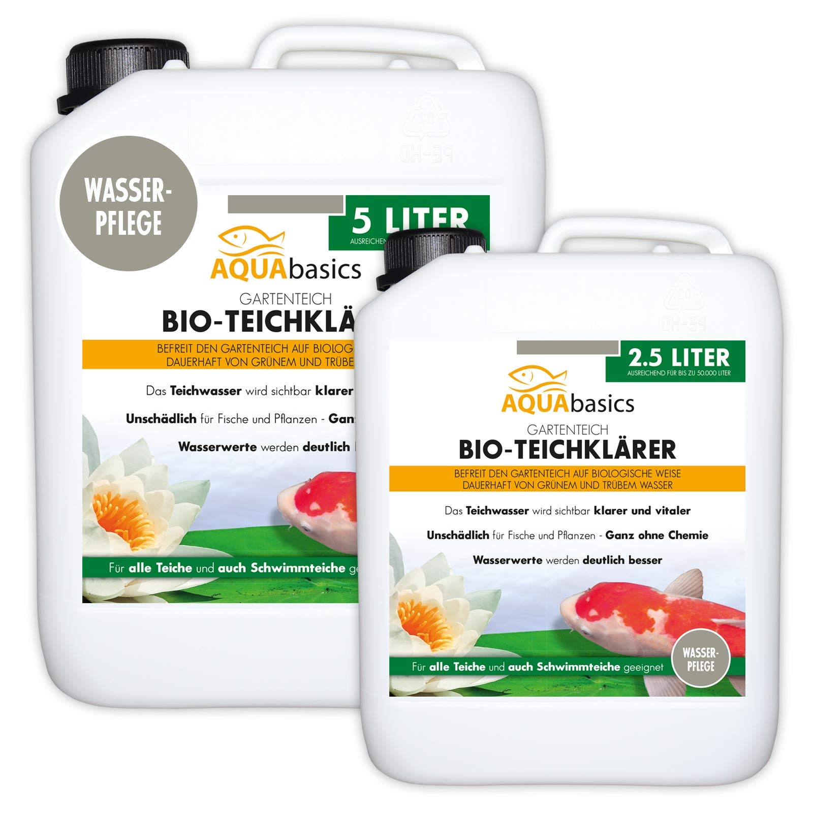 Gartenteich Bio-Teichklärer für kristallklares Wasser ohne Chemie - befreit den Teich von grünem und trübem Teichwasser, natürlicher Teich-Klärer, Größe:5 Liter