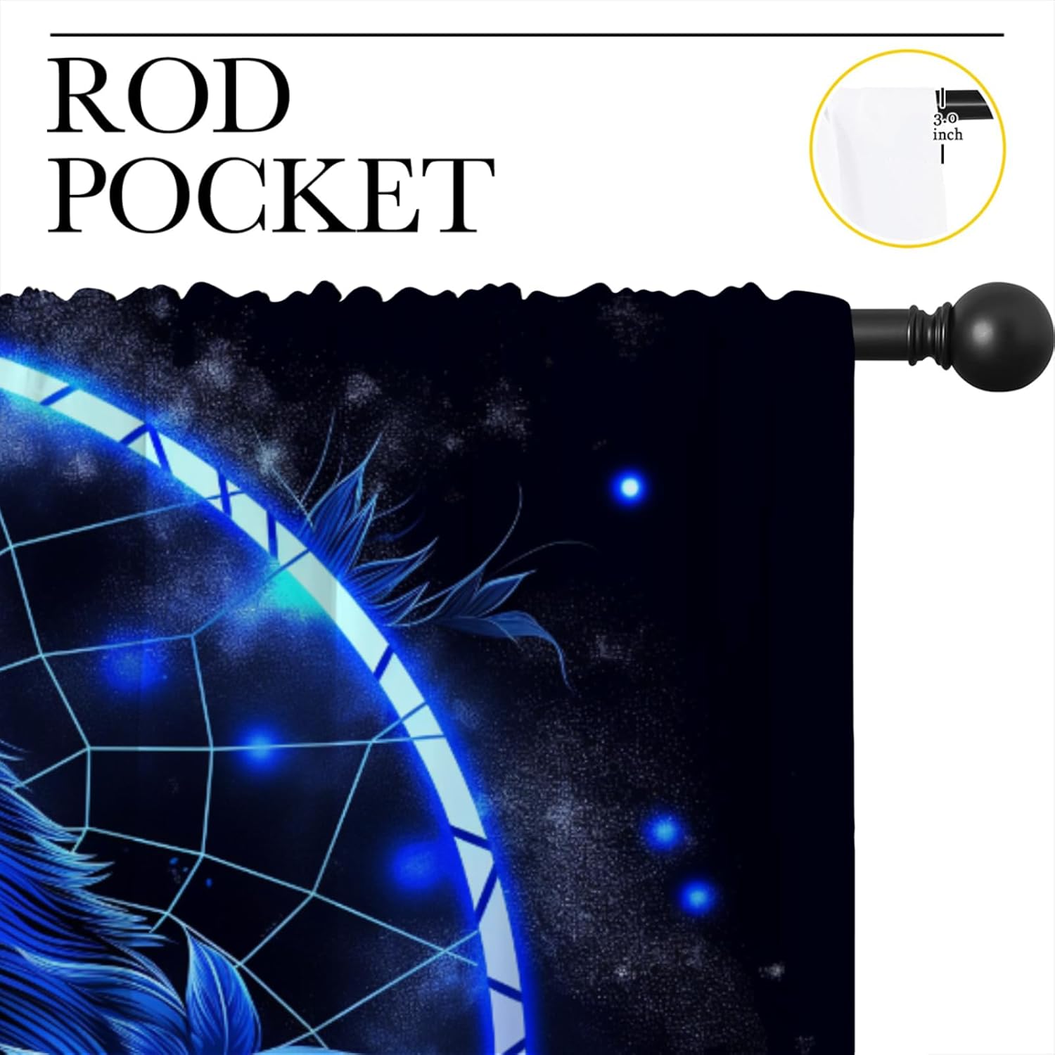 Wolf Blackout Curtains for Boys Girl Bedroom Home Decor, Natural Wild Animal Dreamcatcher Blue Rose Thermal Insulated Rod Pocket Darkening Living Room Window Drapes, 55 x 63 inch