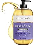Cosmetasa Lavender Massage Oil for Massage Therapy - All Natural, Cruelty-Free & Spa Quality Skin Therapy Oil, Calming & Soothing Care - Lavender, Geranium & Grapeseed Oil (16.9 oz)
