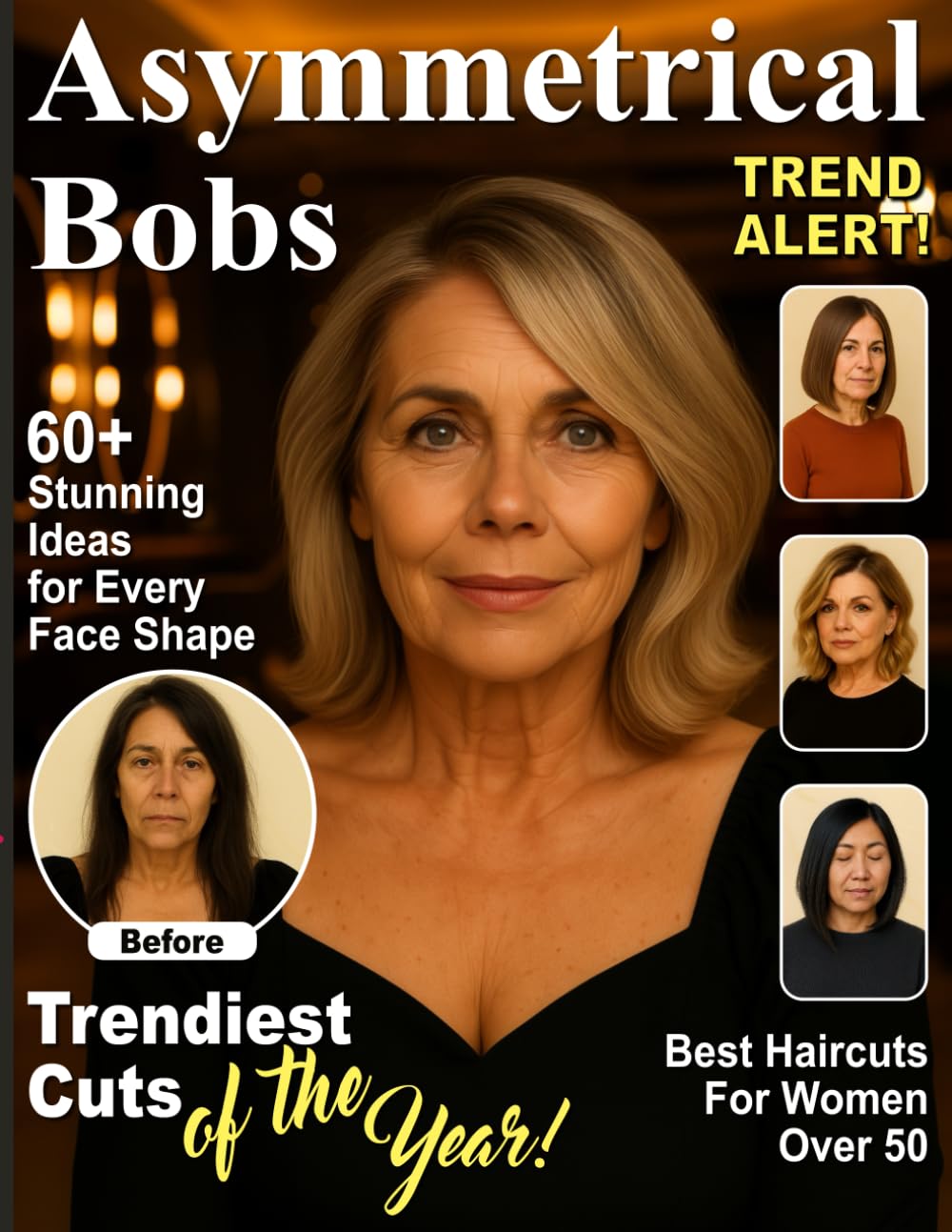 60+ Best Asymmetrical Bob Haircut Ideas for Women Over 50: Effortless Styling - Chic and Trendy Magazine Style Haircuts for Every Face Shape and Hair Type