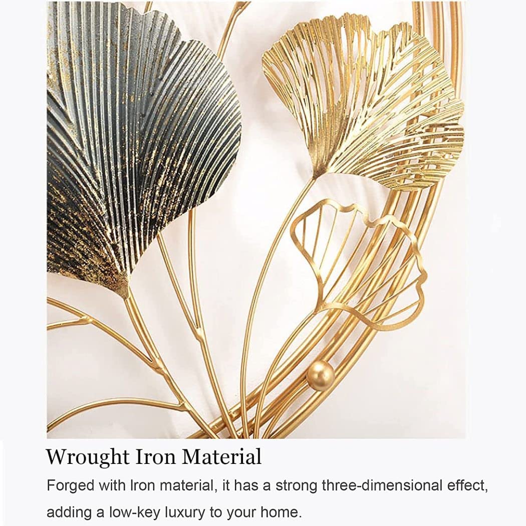 Decorazioni per la parete della parete in metallo ginkgo 3d natura in metallo arte decorativa scultura montata a parete, regali di lusso per la decorazione della cucina camera da letto del soggiorno