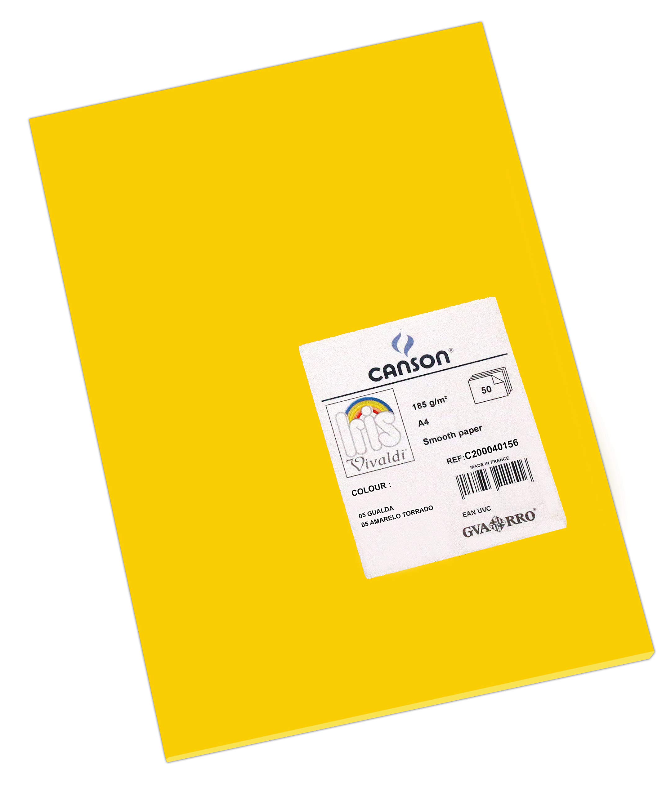 Canson Iris Vivaldi A4 185 gsm Smooth Colour Paper - Buttercup (Pack of 50 Sheets)