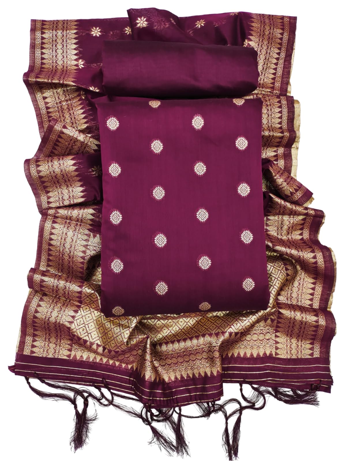 shantvan gallery Women's Semi Cotton Silk Unstitched Salwar Suit Dress Material With Dupatta || Suit (Top), Salwar (Bottom), Dupatta-picture-20