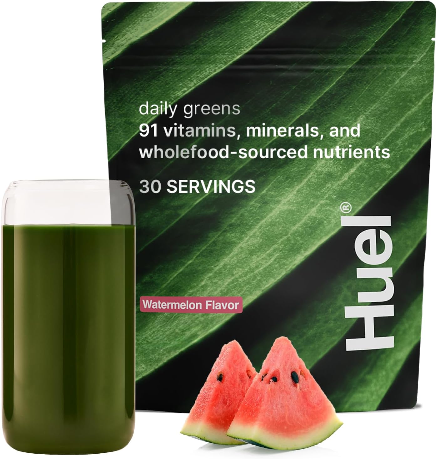 Huel Daily Greens Watermelon | Superfood Greens Powder | 91 Vitamins, Minerals, and Wholefood-Sourced Ingredients | Adaptogens, Antioxidants, Gut-Friendly Probiotics | 30 Servings