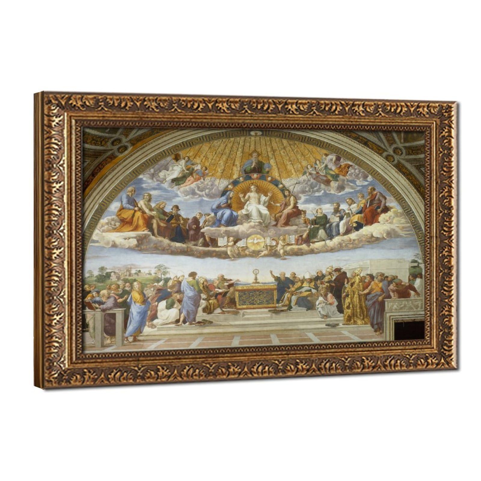 WCYB Disputation of The Holy Sacrament 1510 by Raphael Posters Prints Canvas Deco Paintings Wall Art Hangable Frame 8" L X 12" W