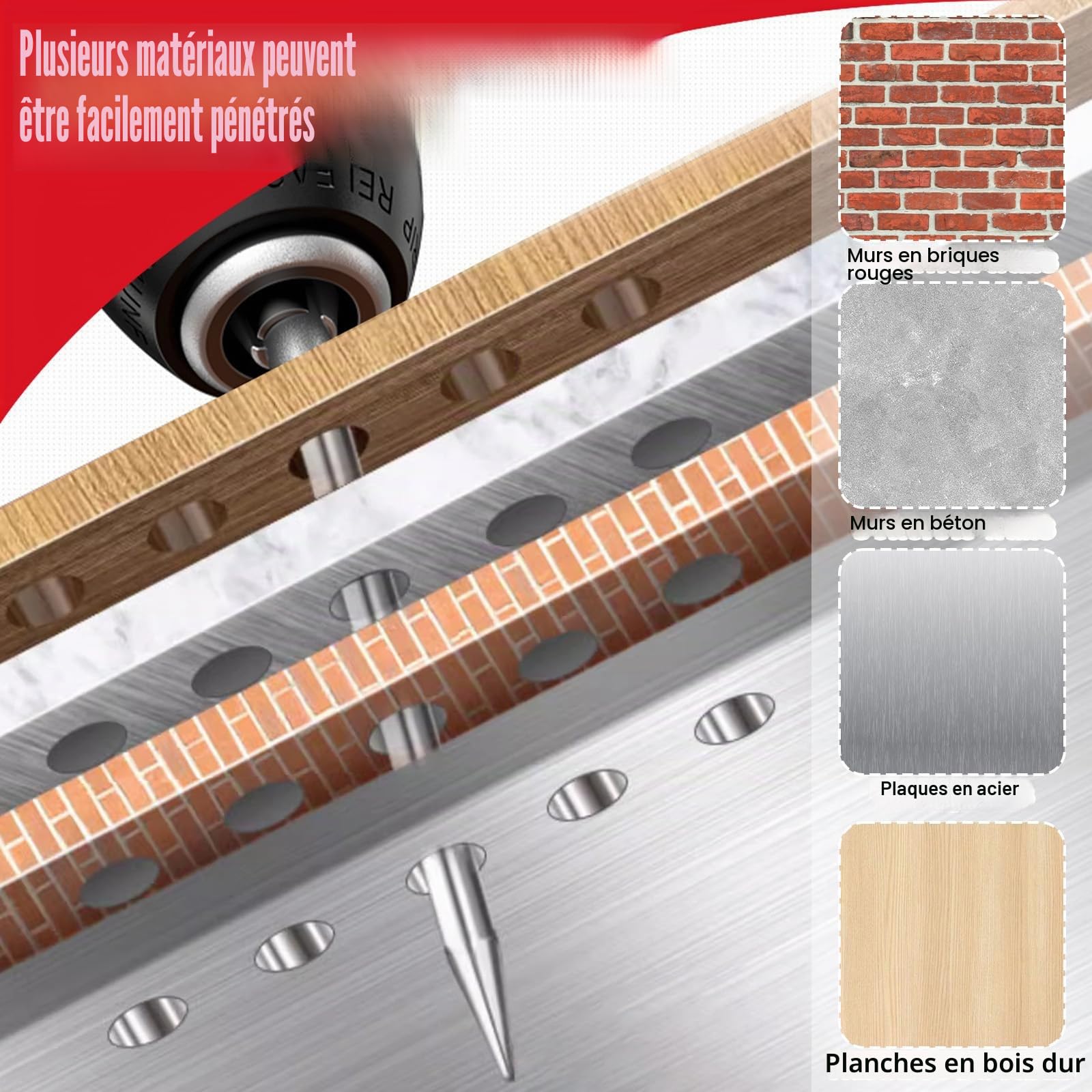 100 Pièces Mini Clou pour Pistolet à Clou, Cloueur Beton, 7.3mm Clou Beton, Clous Ronds en Acier pour Plafonds, Murs, Plaques D'Acier, Planches de Bois