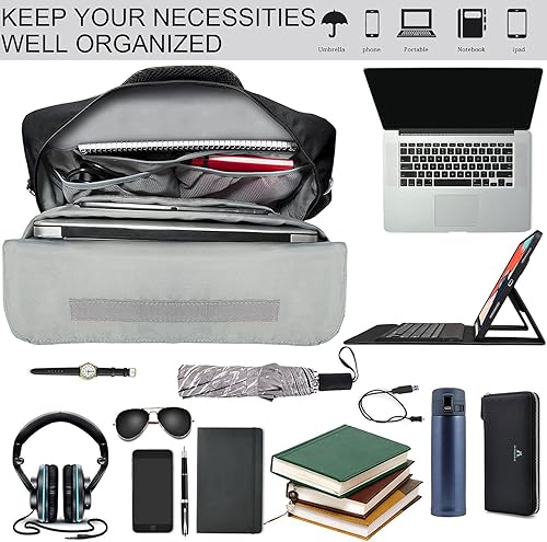 Miniatura 5 de Bolsa de hombro para laptop de 13, 14, 15, 15.6, 17, 17.3 pulgadas para hombres y mujeres, mochila de viaje para la escuela, trabajo