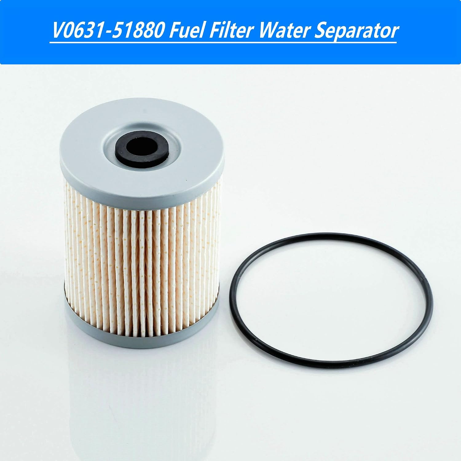 V0631-51880 Fuel Water Separator Filter Compatible with Kubota Excavator Tractor Loader SSV65 SSV75 SVL95-2S KX040-4 KX057-5 KX080-4S2 U48-5 U55-5 R06700 R06900 Replacement V063151880