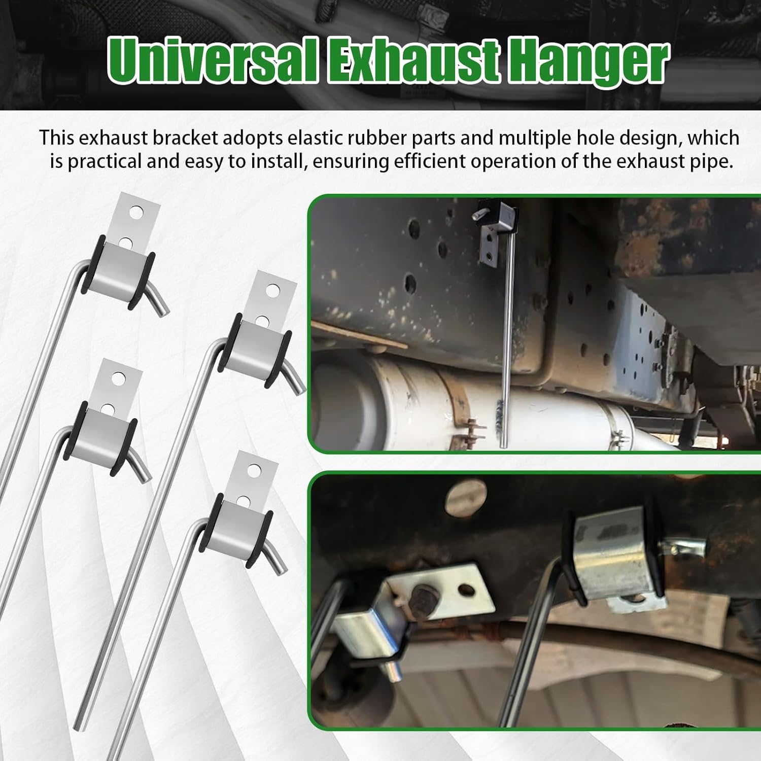 4PCS Universal Exhaust Hanger Rod Heavy Duty Stainless Steel Exhuast Pipe Hanger Rod Weld On Exhaust System- 3/8" Rod 11" Long