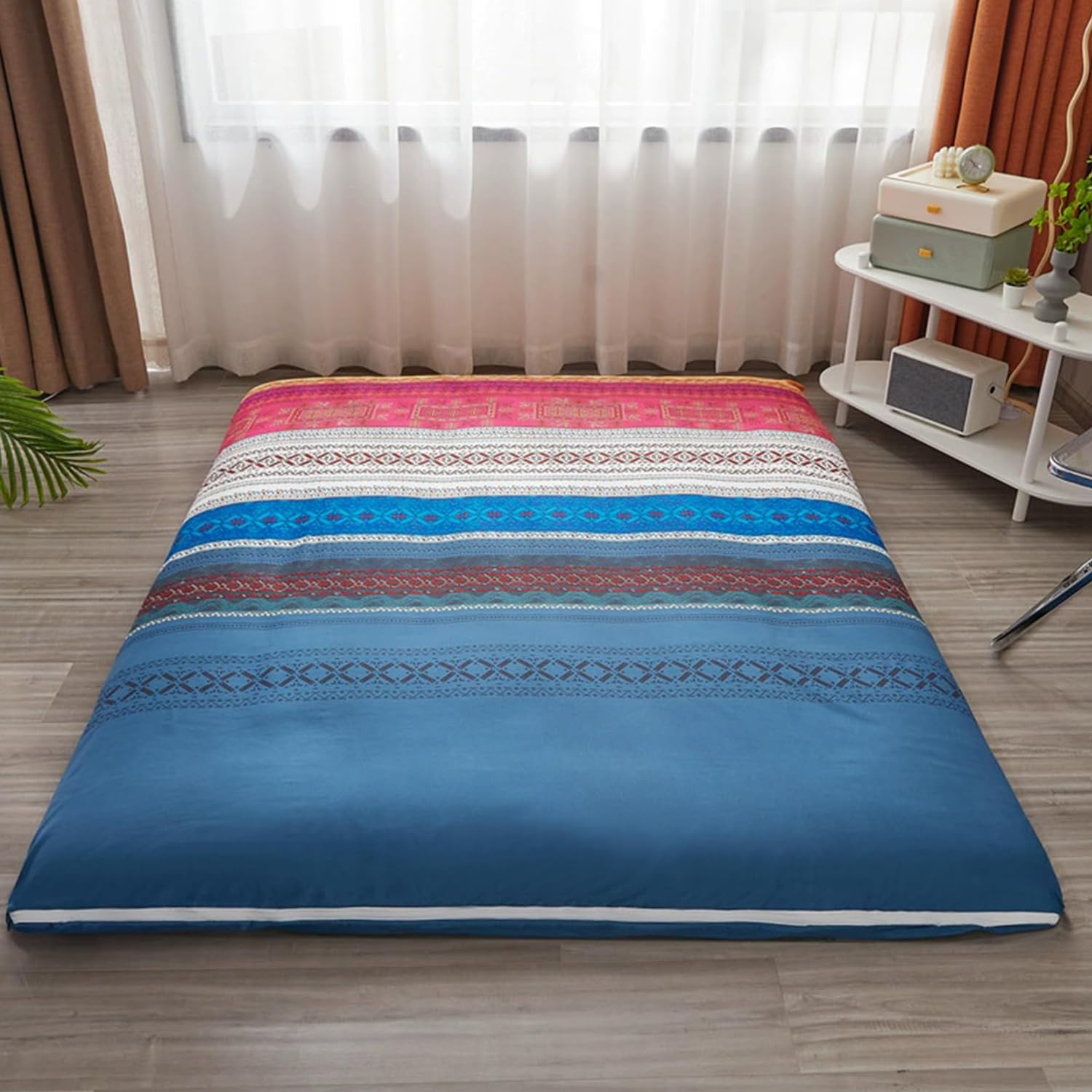 LDLCYCN Floor Futon Mattress Cover with Zipper Queen Japanese Floor Mattress Futon Cover Dustproof Mattress Protector Futon Slipcover Washable Soft Cover for Bedroom,A,150x200cm(QUEEN)
