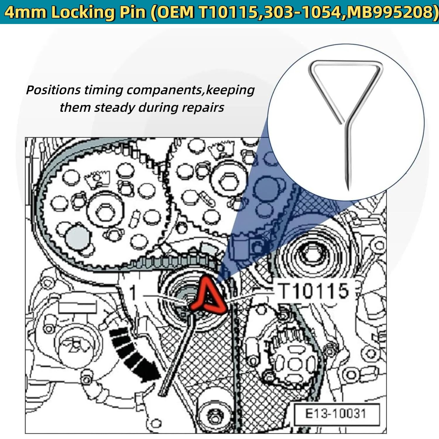 Set di Attrezzi per la Regolazione della Cinghia dentata per VW Audi, Kit utensile di temporizzazione del Motore Diesel Compatibile con 1.2, 1.4, 1.9, 2.0 TDi