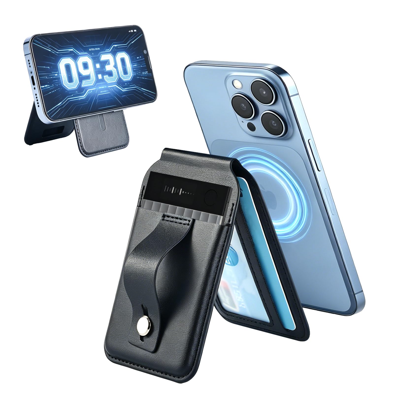 Magnetic Case for Plaud Note/Plaud Note Pro, All-in-One Carry with Adjustable Stand, Secure Finger Loop & Card Holder, Faux Leather Protective Cover