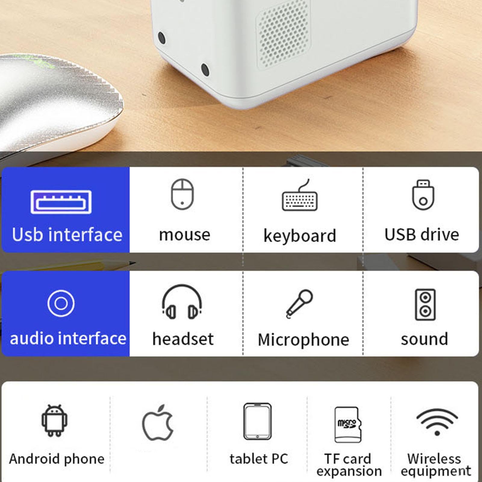 Mini proiettore portatile intelligente – Proiettore senza fili ad alta | definizione con telecomando per casa, giardino ed esterni, per film, streaming, giochi, feste, ecc
