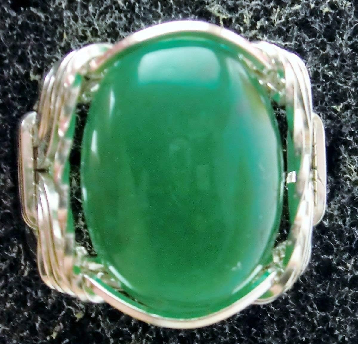 Green Jade .925 Sterling Silver Mens Ladies Unisex Ring Size 5-13 Art Jewelry HGJ