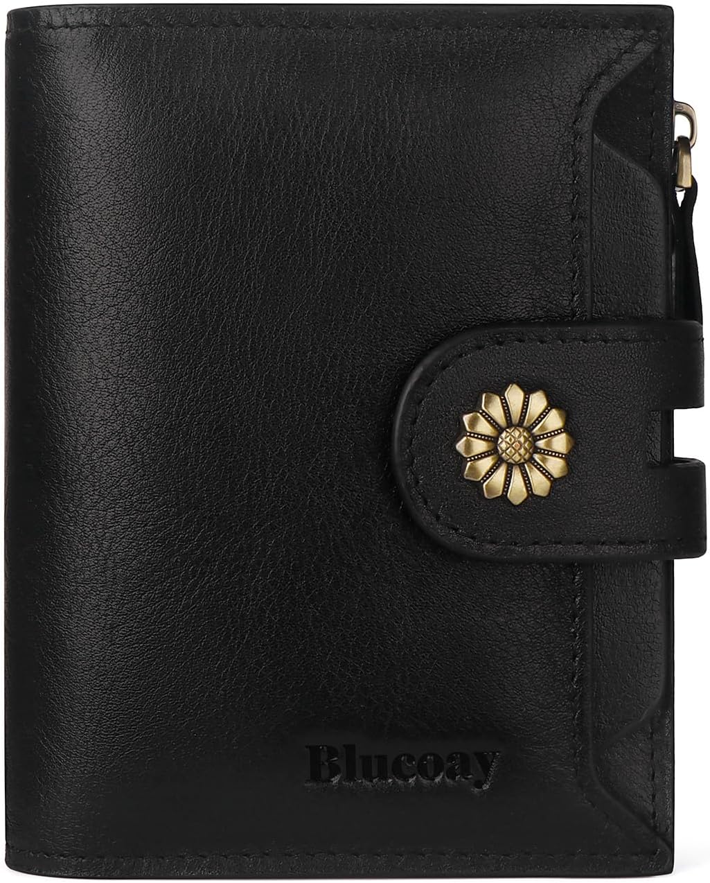 wallet women,rfid blocking leather womens wallet bifold compact card holder small wallet for women with removable id window black a2-black
