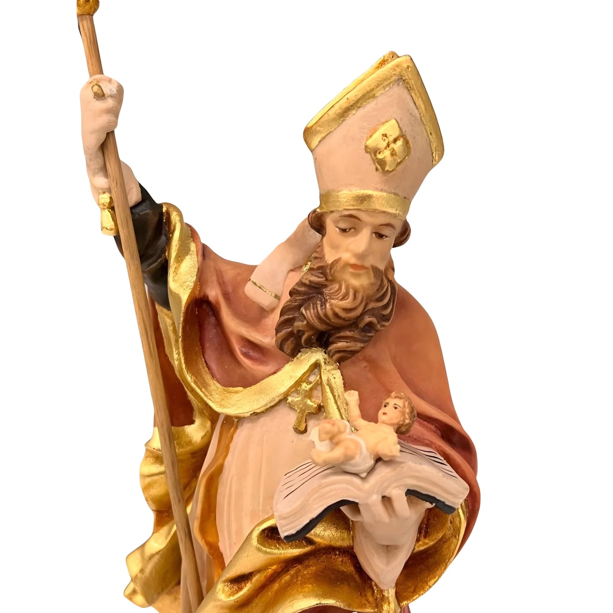 Vilfrido mit Jesuskind 60 cm handgefärbtes Holz in Gröden Krippenfigur