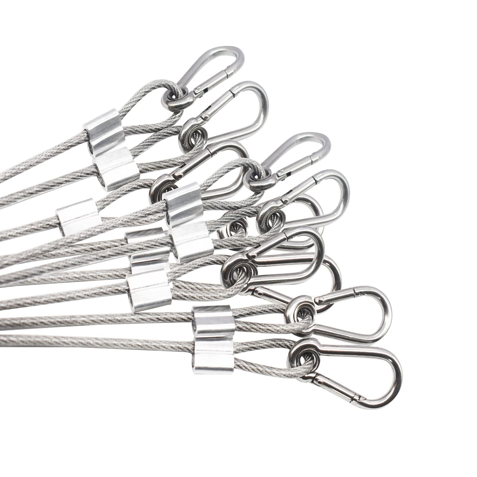 Bytiyar 10 pcs 12 inch Vinyl Cover Coated Stainless Steel Wire Rope Lanyard Cable Tether Safety Strap with Hooks and 2 Loops (4mm Thickness), Clear